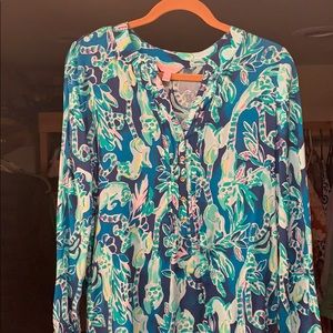 Lilly Pulitzer Tunic Blouse in Tidal Wave